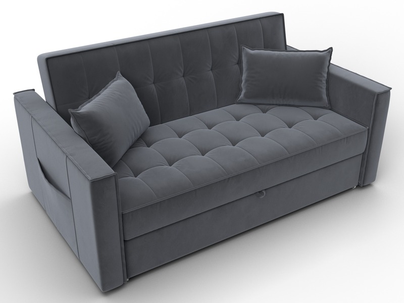 Диван прямой Лига-104 (140), Велюр, SEVEN 17 серый