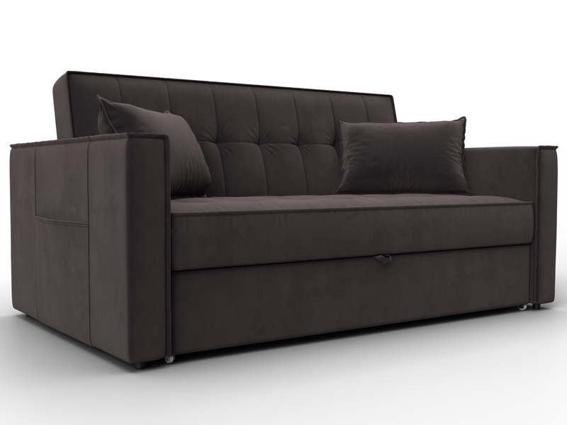 Диван прямой Лига-104 (140), Велюр, SEVEN 727 коричневый