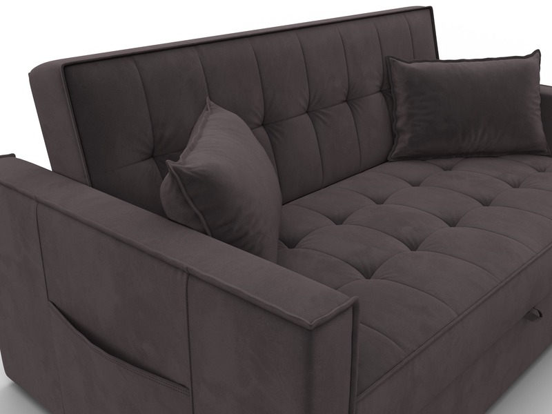 Диван прямой Лига-104 (140), Велюр, SEVEN 727 коричневый