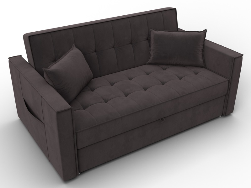 Диван прямой Лига-104 (140), Велюр, SEVEN 727 коричневый