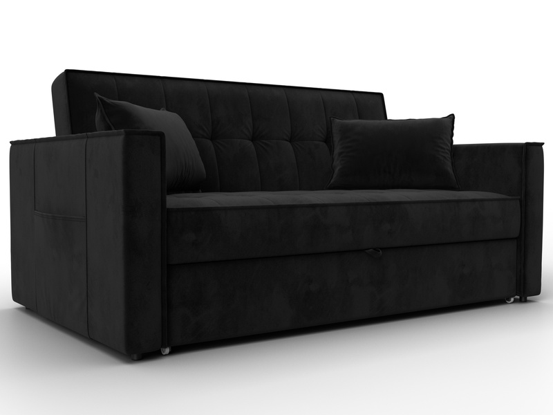 Диван прямой Лига-104 (140), Велюр, SEVEN 35 черный