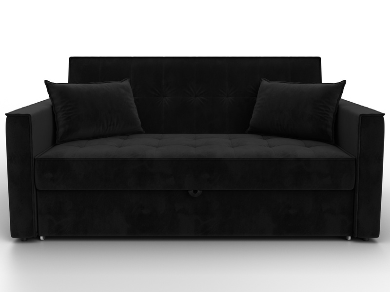 Диван прямой Лига-104 (140), Велюр, SEVEN 35 черный