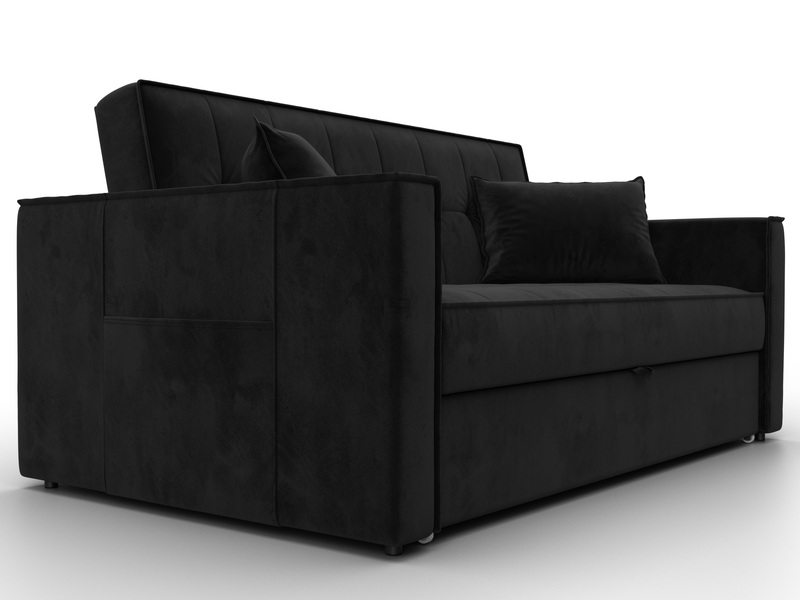 Диван прямой Лига-104 (140), Велюр, SEVEN 35 черный