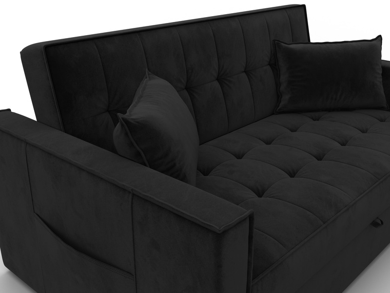Диван прямой Лига-104 (140), Велюр, SEVEN 35 черный