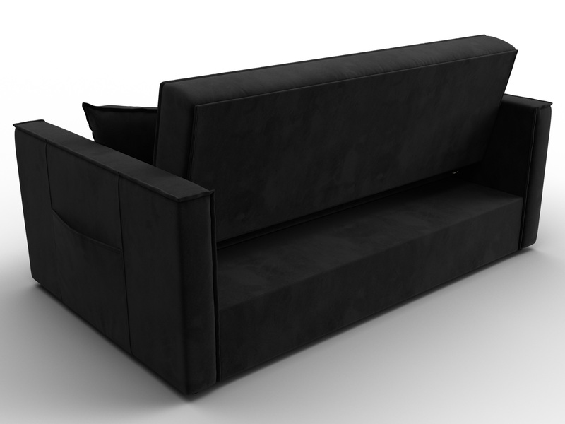 Диван прямой Лига-104 (140), Велюр, SEVEN 35 черный