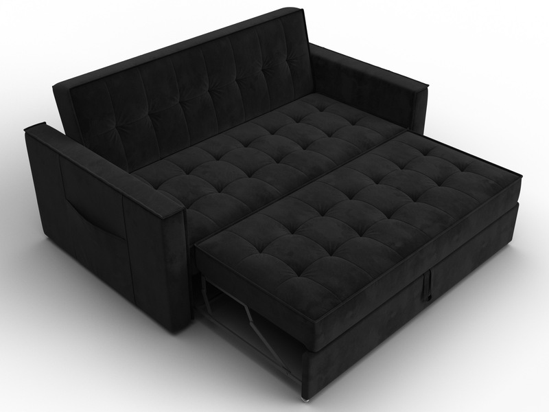 Диван прямой Лига-104 (140), Велюр, SEVEN 35 черный