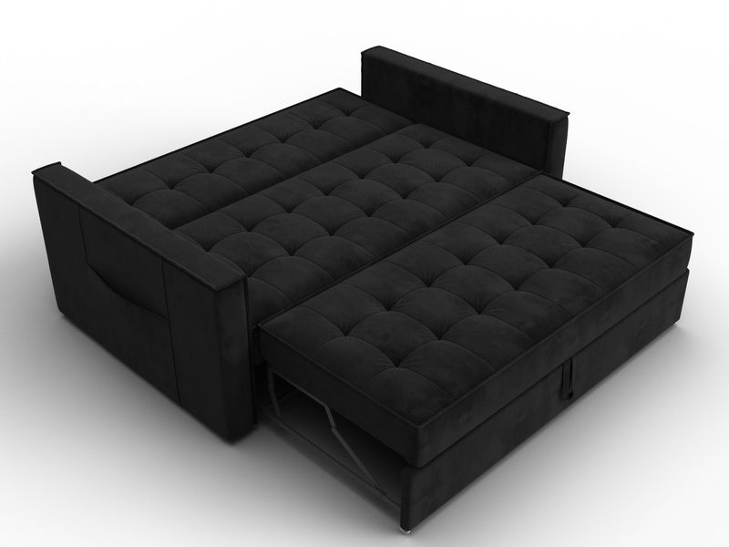 Диван прямой Лига-104 (140), Велюр, SEVEN 35 черный