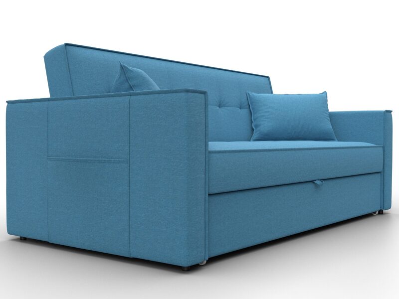 Диван прямой Лига-104 (160), Рогожка, Амур 10 голубой