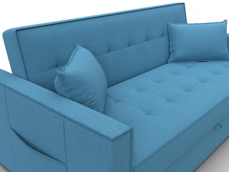 Диван прямой Лига-104 (160), Рогожка, Амур 10 голубой