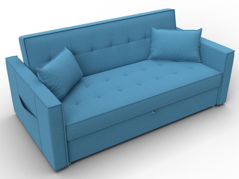 Диван прямой Лига-104 (160), Рогожка, Амур 10 голубой