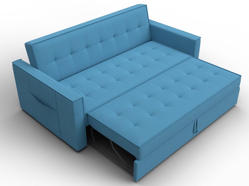 Диван прямой Лига-104 (160), Рогожка, Амур 10 голубой