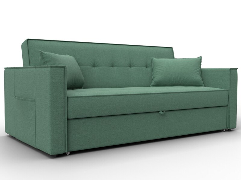 Диван прямой Лига-104 (160), Рогожка, Амур 11 зеленый