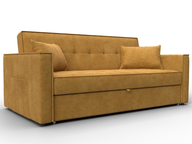 Диван прямой Лига-104 (160), Велюр, BRUT 10 желтый