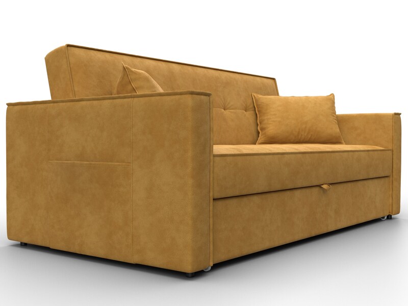 Диван прямой Лига-104 (160), Велюр, BRUT 10 желтый