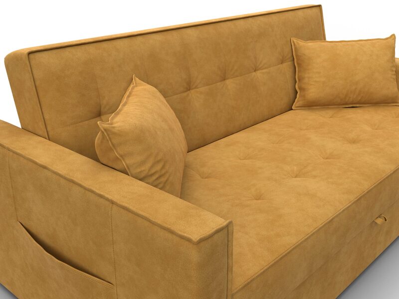 Диван прямой Лига-104 (160), Велюр, BRUT 10 желтый