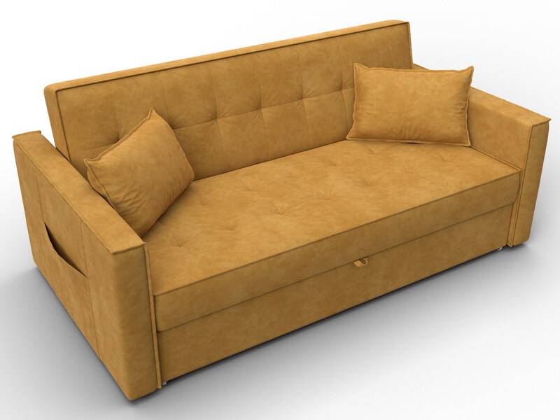 Диван прямой Лига-104 (160), Велюр, BRUT 10 желтый