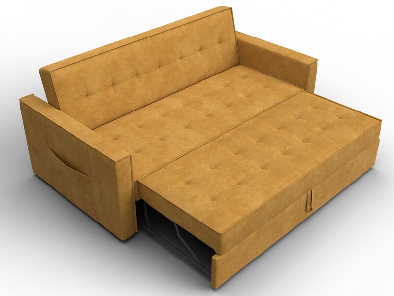 Диван прямой Лига-104 (160), Велюр, BRUT 10 желтый