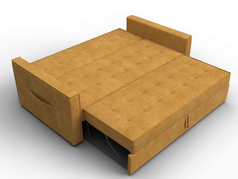 Диван прямой Лига-104 (160), Велюр, BRUT 10 желтый