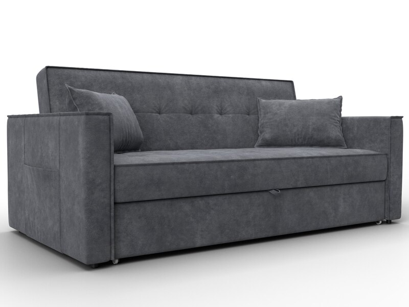 Диван прямой Лига-104 (160), Велюр, BRUT 16 темно-серый