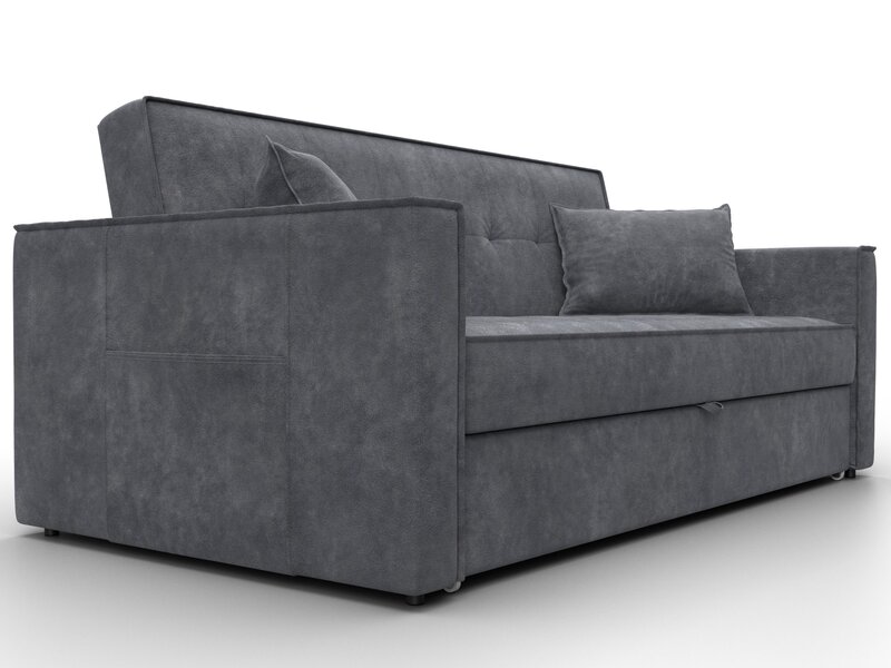 Диван прямой Лига-104 (160), Велюр, BRUT 16 темно-серый