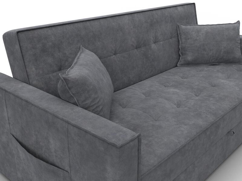 Диван прямой Лига-104 (160), Велюр, BRUT 16 темно-серый