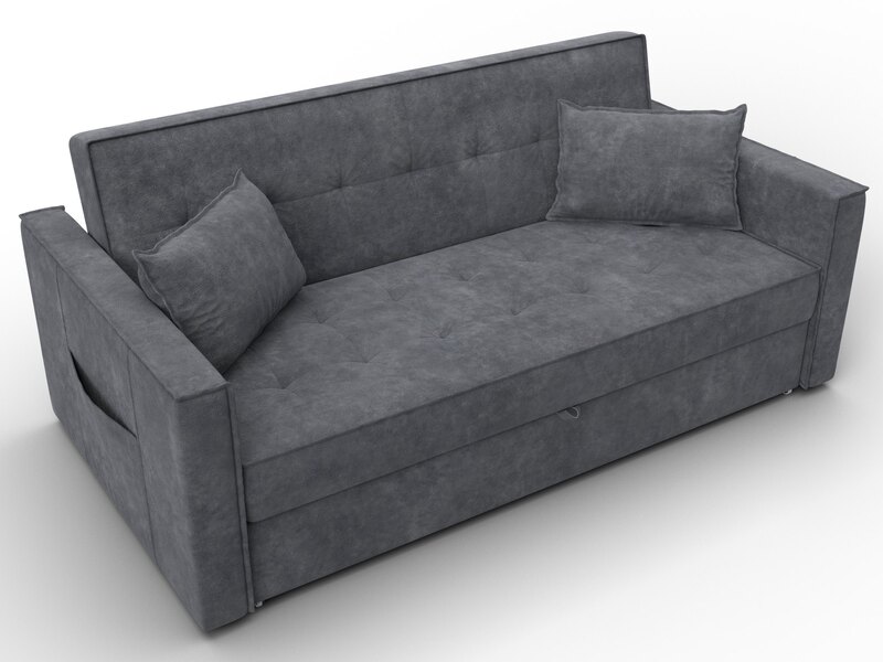 Диван прямой Лига-104 (160), Велюр, BRUT 16 темно-серый