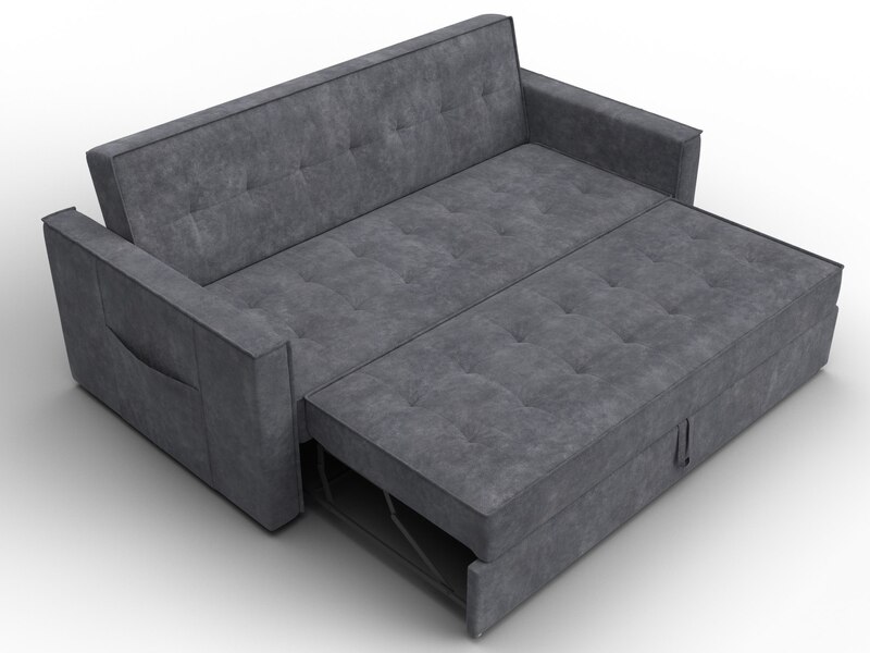 Диван прямой Лига-104 (160), Велюр, BRUT 16 темно-серый