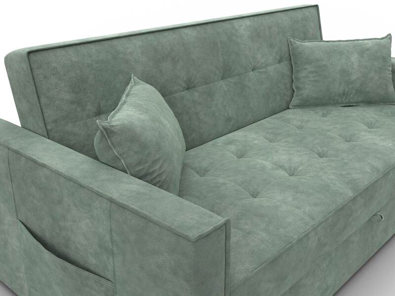 Диван прямой Лига-104 (160), Велюр, BRUT 08 зеленый