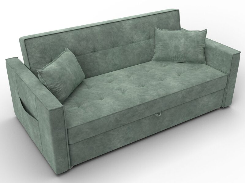 Диван прямой Лига-104 (160), Велюр, BRUT 08 зеленый