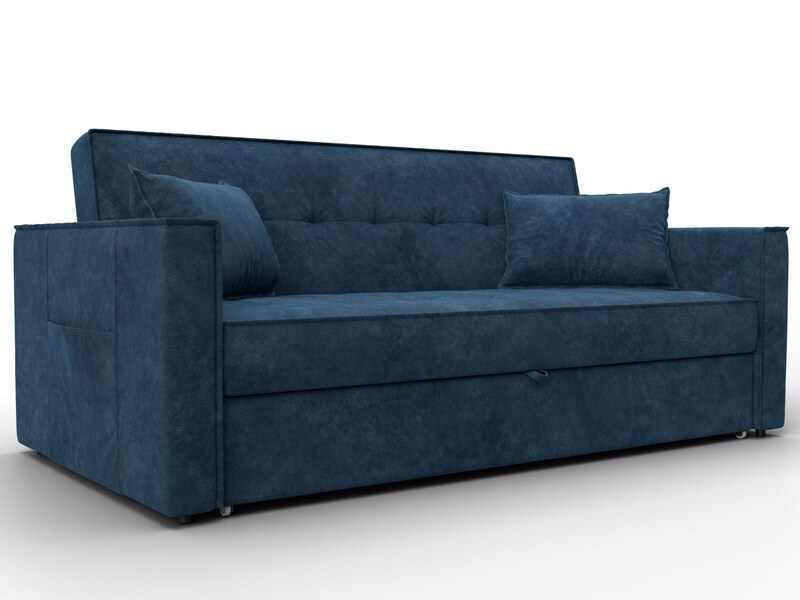 Диван прямой Лига-104 (160), Велюр, BRUT 11 синий