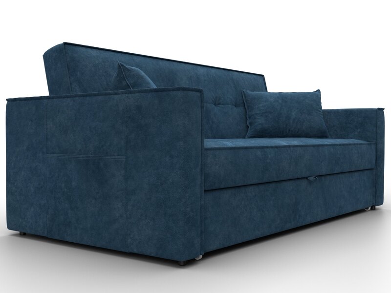 Диван прямой Лига-104 (160), Велюр, BRUT 11 синий