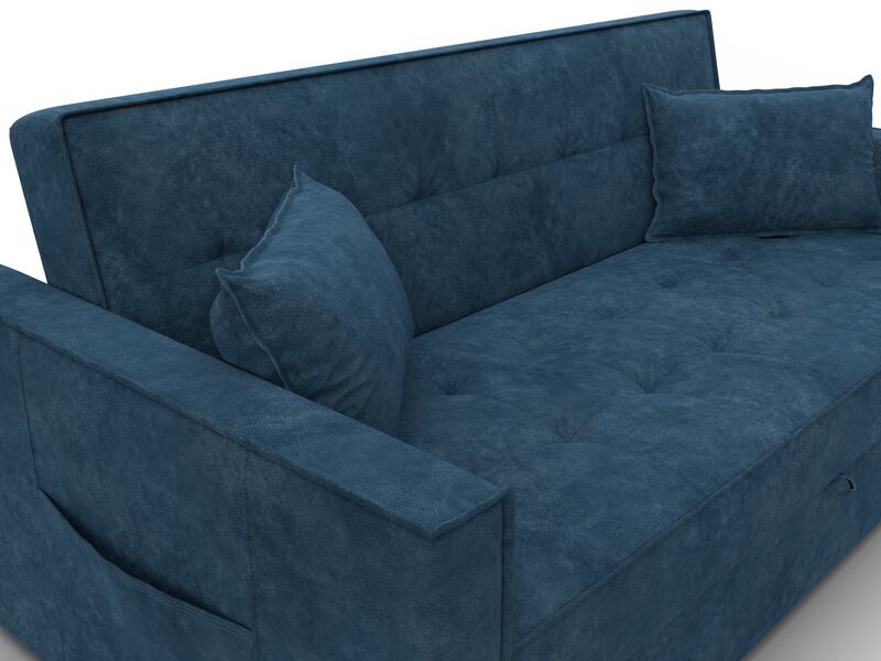 Диван прямой Лига-104 (160), Велюр, BRUT 11 синий