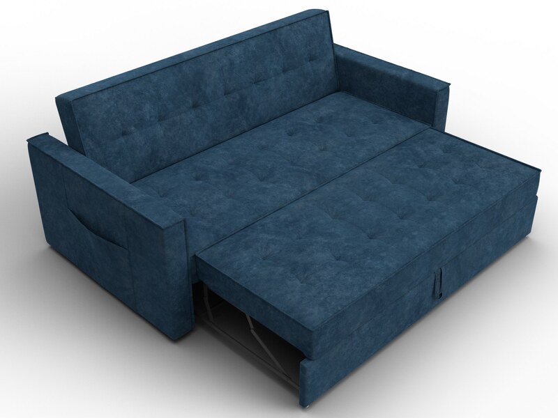 Диван прямой Лига-104 (160), Велюр, BRUT 11 синий