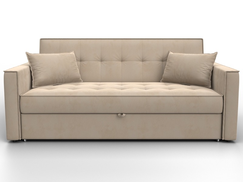 Диван прямой Лига-104 (160), Велюр, SEVEN 729 бежевый