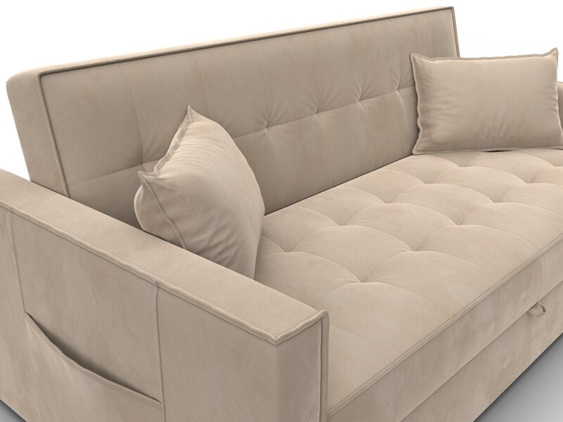 Диван прямой Лига-104 (160), Велюр, SEVEN 729 бежевый