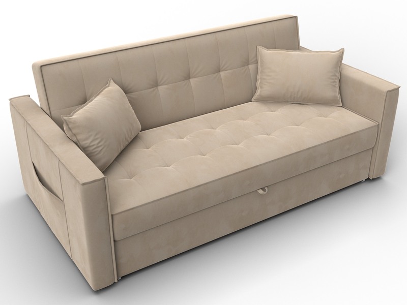 Диван прямой Лига-104 (160), Велюр, SEVEN 729 бежевый