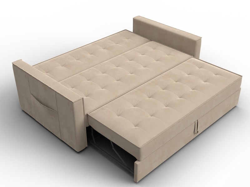 Диван прямой Лига-104 (160), Велюр, SEVEN 729 бежевый