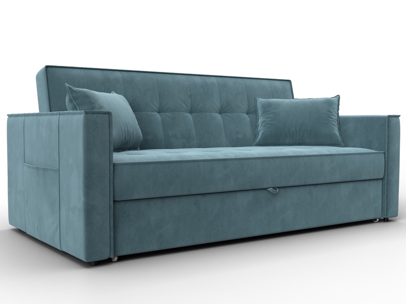 Диван прямой Лига-104 (160), Велюр, SEVEN 113 бирюзовый