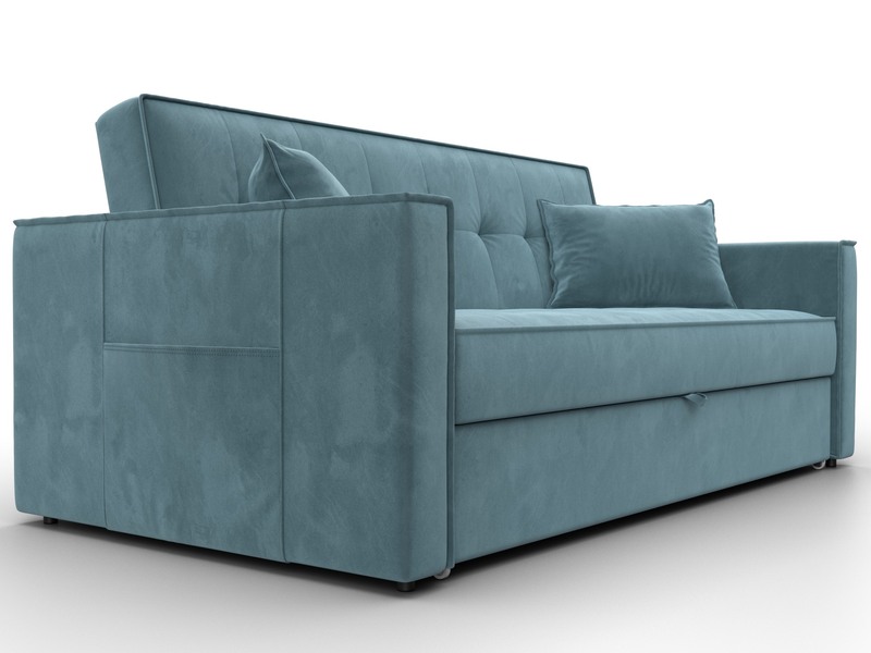 Диван прямой Лига-104 (160), Велюр, SEVEN 113 бирюзовый