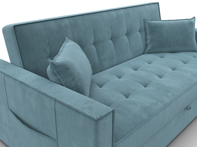 Диван прямой Лига-104 (160), Велюр, SEVEN 113 бирюзовый