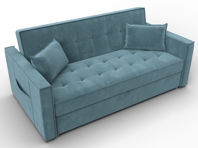 Диван прямой Лига-104 (160), Велюр, SEVEN 113 бирюзовый