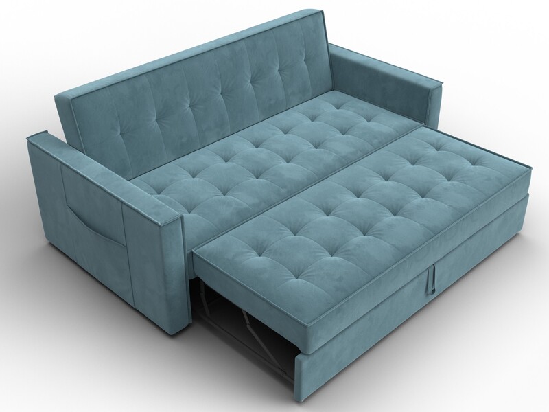 Диван прямой Лига-104 (160), Велюр, SEVEN 113 бирюзовый