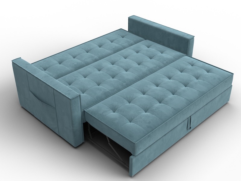 Диван прямой Лига-104 (160), Велюр, SEVEN 113 бирюзовый