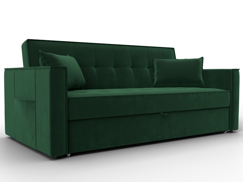 Диван прямой Лига-104 (160), Велюр, SEVEN 626 зеленый