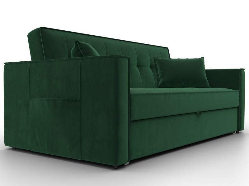 Диван прямой Лига-104 (160), Велюр, SEVEN 626 зеленый