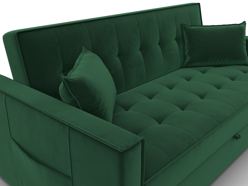 Диван прямой Лига-104 (160), Велюр, SEVEN 626 зеленый