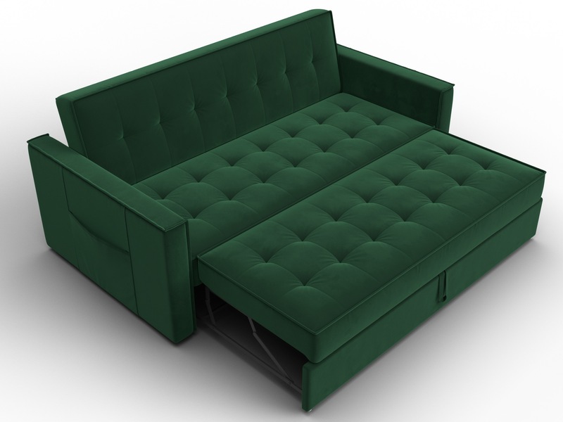 Диван прямой Лига-104 (160), Велюр, SEVEN 626 зеленый