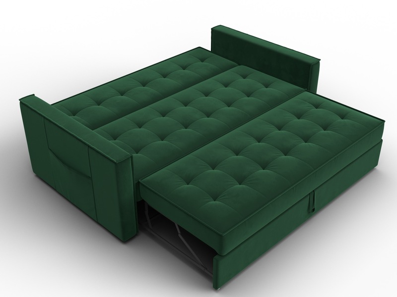 Диван прямой Лига-104 (160), Велюр, SEVEN 626 зеленый
