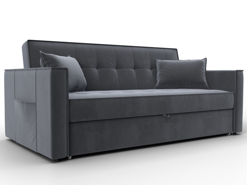 Диван прямой Лига-104 (160), Велюр, SEVEN 17 серый