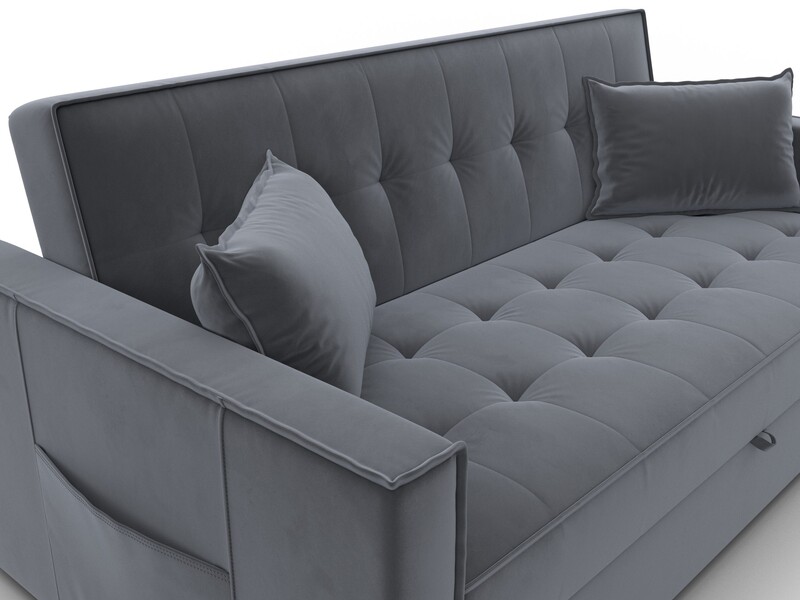 Диван прямой Лига-104 (160), Велюр, SEVEN 17 серый
